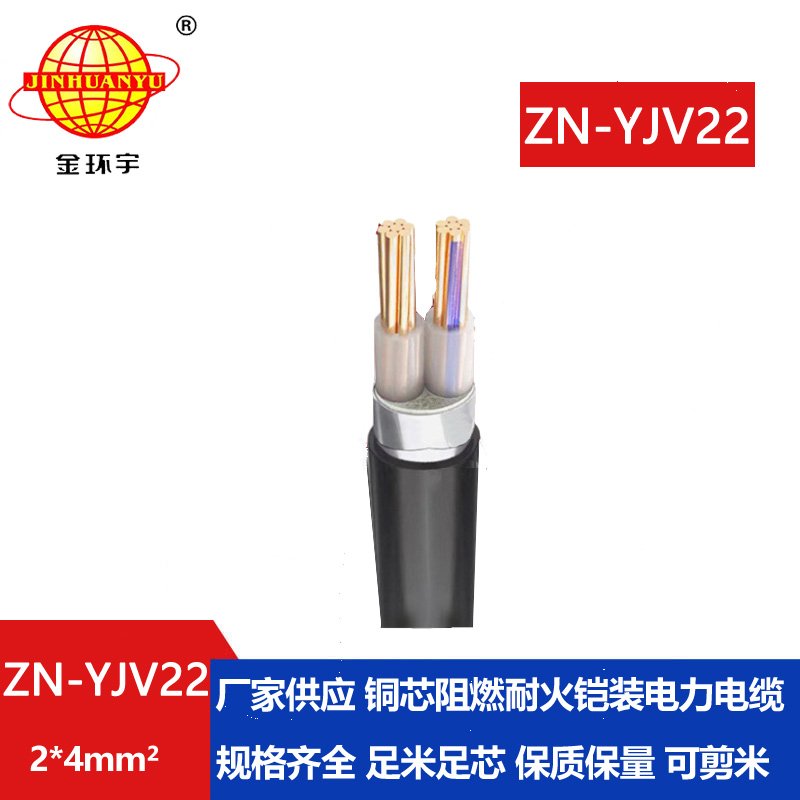 金環(huán)宇電纜 ZN-YJV22-2X4平方 深圳yjv22電纜 阻燃耐火